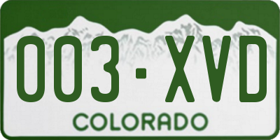 CO license plate 003XVD