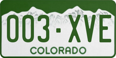 CO license plate 003XVE