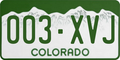 CO license plate 003XVJ