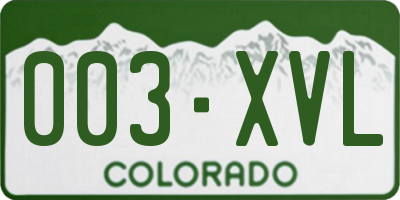 CO license plate 003XVL