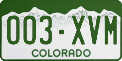 CO license plate 003XVM