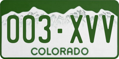 CO license plate 003XVV