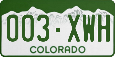 CO license plate 003XWH
