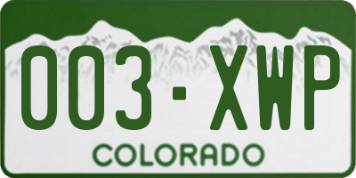 CO license plate 003XWP