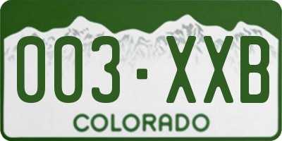 CO license plate 003XXB