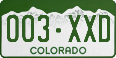 CO license plate 003XXD