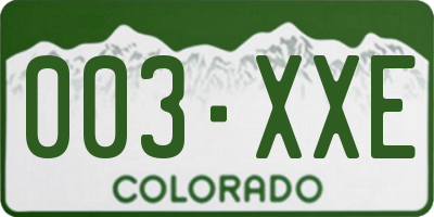 CO license plate 003XXE