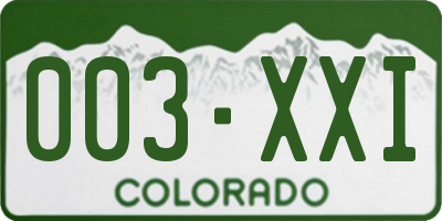 CO license plate 003XXI