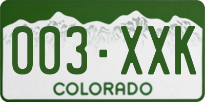 CO license plate 003XXK