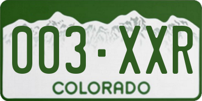 CO license plate 003XXR