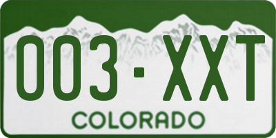 CO license plate 003XXT