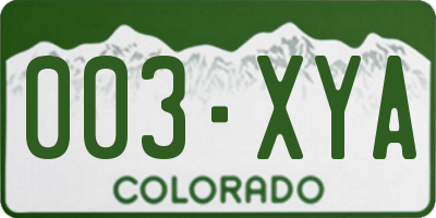 CO license plate 003XYA