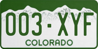 CO license plate 003XYF