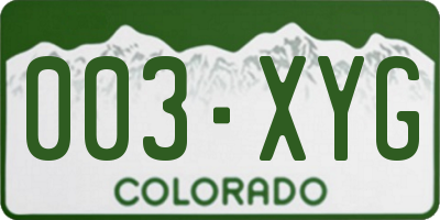 CO license plate 003XYG