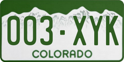 CO license plate 003XYK