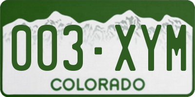 CO license plate 003XYM