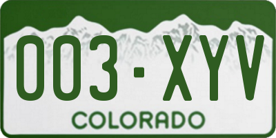 CO license plate 003XYV