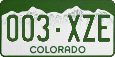 CO license plate 003XZE