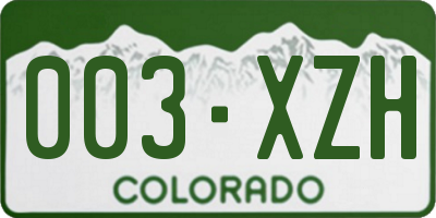 CO license plate 003XZH