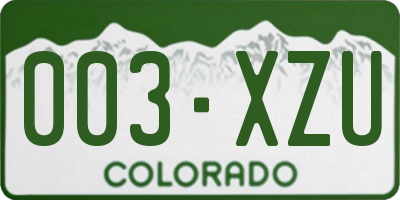 CO license plate 003XZU