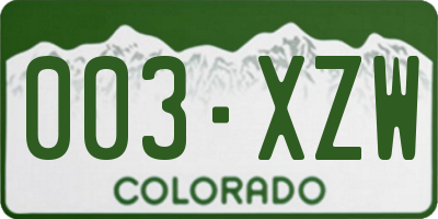 CO license plate 003XZW