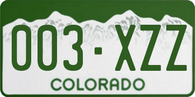 CO license plate 003XZZ