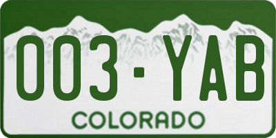 CO license plate 003YAB