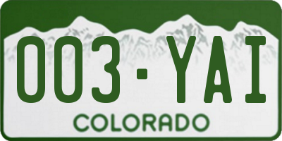 CO license plate 003YAI