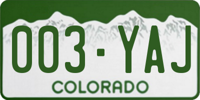 CO license plate 003YAJ