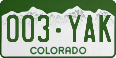 CO license plate 003YAK