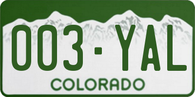 CO license plate 003YAL