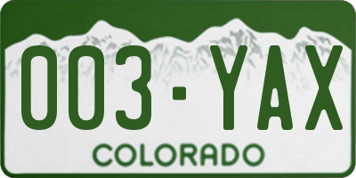 CO license plate 003YAX