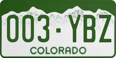 CO license plate 003YBZ