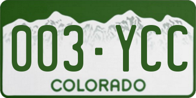 CO license plate 003YCC