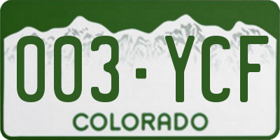 CO license plate 003YCF