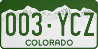 CO license plate 003YCZ