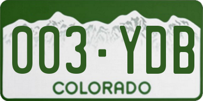 CO license plate 003YDB