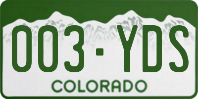 CO license plate 003YDS