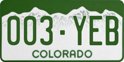 CO license plate 003YEB