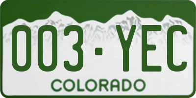CO license plate 003YEC