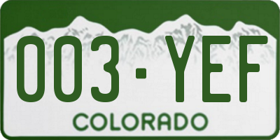 CO license plate 003YEF
