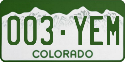 CO license plate 003YEM