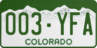 CO license plate 003YFA