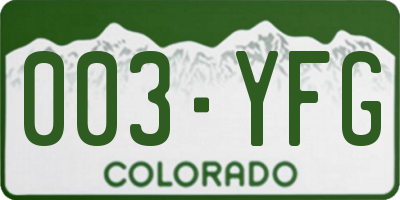 CO license plate 003YFG