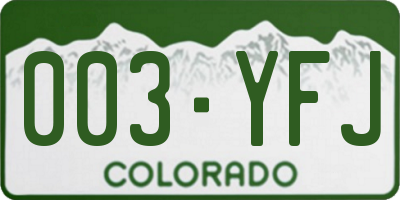 CO license plate 003YFJ