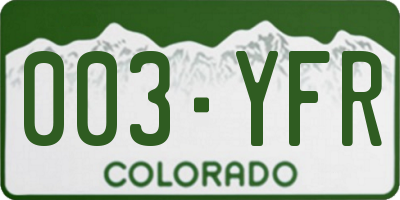 CO license plate 003YFR