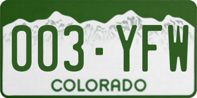 CO license plate 003YFW