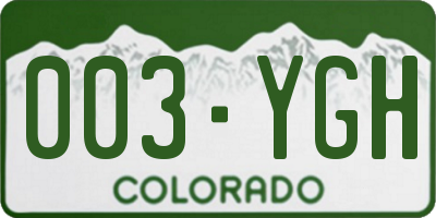 CO license plate 003YGH