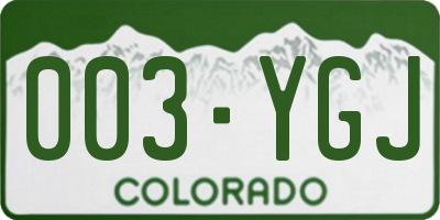 CO license plate 003YGJ