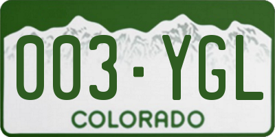 CO license plate 003YGL